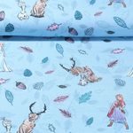 Jersey - Digitaldruck Frozen Olaf, Sven und Elsa Hellblau