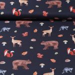 Popeline de coton - Impression digitale Animaux de la forêt Automne Gris