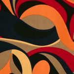 Viscosepopeline - Retro druppels rood oranje