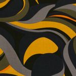 Viscose popeline - Retro druppels Navy mosterd