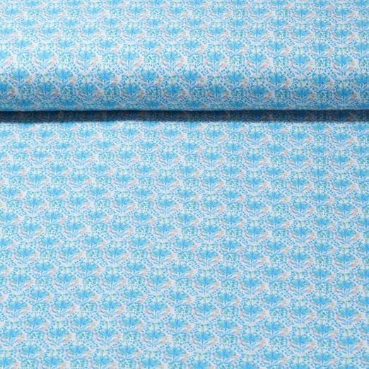 Tissu coton - Impression digitale Mélange Fleurs Vintage Bleu