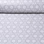 Coton enduit - Campagne Fleurs Gris