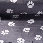 Fleece - Kuschelfleece Doubleface Hundepfoten Dunkelgrau
