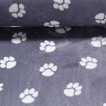 Fleece - Kuschelfleece Doubleface Hundepfoten Hellgrau