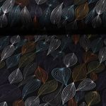 Romanit-Jersey - Blätter Linien Schwarz