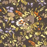 Popeline de viscose - Peinture florale gris foncé