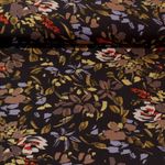 Viskose-Popeline - Blumenmalerei Dunkelgrau