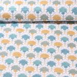 Beschichtete Baumwolle - Palmen Weiß Blau