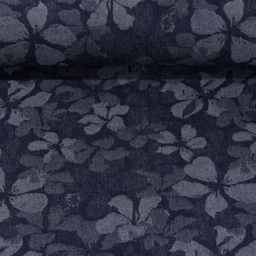 Jeans - Jacquard Blumen Denimblau