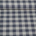Baumwoll-Flanell - Karo Groß Grau Blau