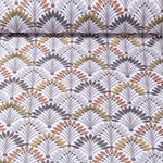 Beschichtete Baumwolle - Fächerblätter Weiß Braun Beschichtete Baumwolle - Fächerblätter Weiß Braun