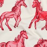 Kesäfleece - French Terry digitaalipainatus hevoset Ecru