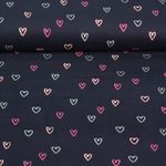 Velours côtelé milleraies -  Petits coeurs Bleu marine