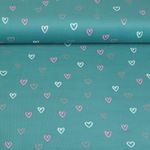 Velours côtelé milleraies -  Petits coeurs Bleu pétrole