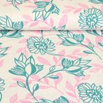 Leinen - Floral Weiß Petrol Rosa