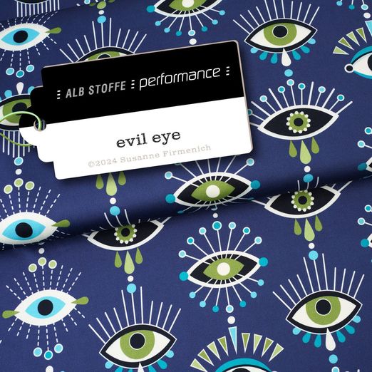 Collection Performance Albstoffe - Evil Eye Bleu marine foncé