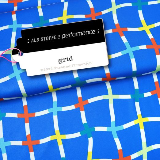 Collection Performance Albstoffe - Grid Bleu