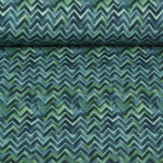 Jersey viscose - Impression digitale Zig zag Vert