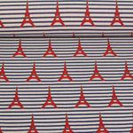 Canvas Jacquard -  Eifelturm Streifen Beige Blau