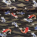 Baumwoll-Webware - Koi Japan Foliendruck Schwarz