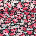 Baumwoll-Webware - Japan Kirschblüten Foliendruck Schwarz