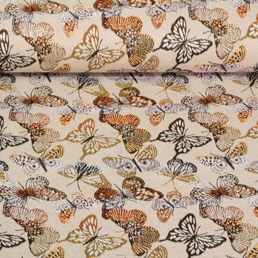 Toile jacquard - Papillons Sable