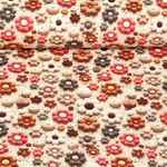 Jersey - Digitaldruck 3D Strickoptik Blumen Beige Rot