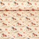 Jersey - Impression digitale 3D Poneys Nuages Beige