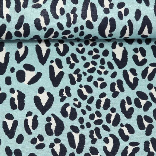 Jersey jacquard bio - Hamburger Liebe Magical Shimmer Safari Léopard Turquoise