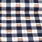 Baumwoll-Flanell - Karo Bären Navy