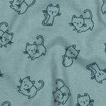 Bomullsflanell - mörka mintfärgade katter