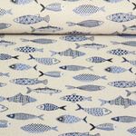 Toile jacquard - Poissons Gris