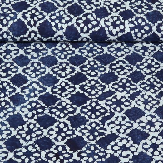 Baumwoll-Webware - Batik Stempel Indigoblau