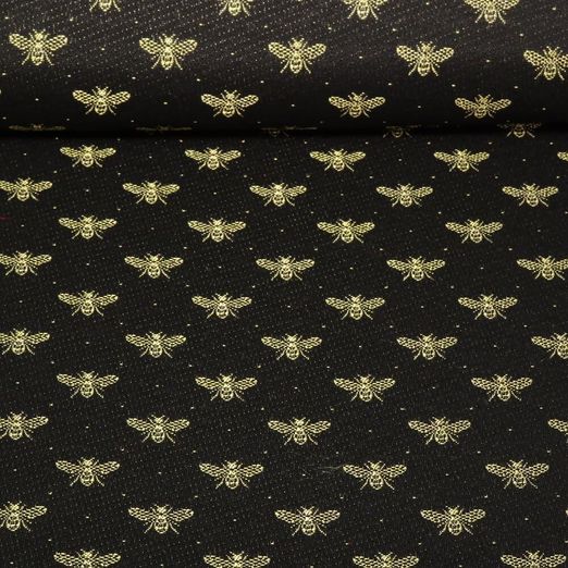 Toile jacquard - Abeilles Noir