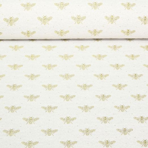 Toile jacquard - Abeilles Blanc