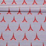 Canvas Jacquard -  Eifelturm Streifen Weiß Blau