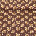 Popeline de coton - Bouquet de fleurs Marron rouge