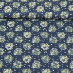 Baumwoll-Popeline - Blumenbouquet Blau