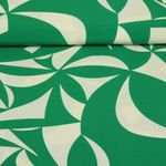 Tissu robe et blouse - Fleurs XXL Stretch Vert Ecru