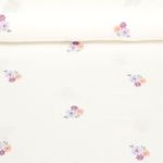 Baumwoll-Musselin - Double Gauze Blumen Bestickt Weiß
