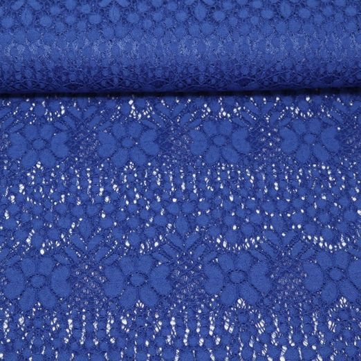 Tissu dentelle élastique Aurélia - Bleu roi Uni