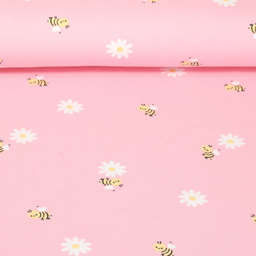 Jersey - Abeilles et fleurs Rose