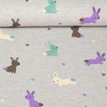 Jersey - Hasen Herzen Grau Melange