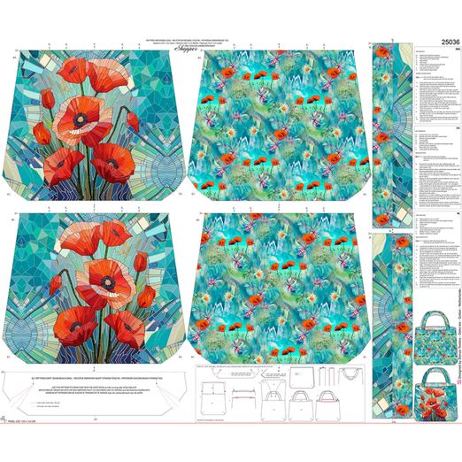 Canvas Panel - Digitaldruck Shopper Bag Mohnblumen Multicolor