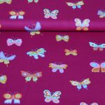 Baumwoll-Popeline - Schmetterlinge Foliendruck Beere