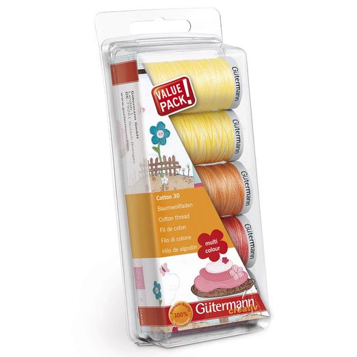 Gütermann Stickfaden Set Cotton 30/5 - Gelb-Rot 5 x 300m Gütermann Stickfaden Set Cotton 30/5 - Gelb-Rot 5 x 300m