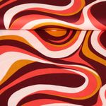 Baumwoll-Satin - Retro Wellen Bordeaux