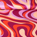 Baumwoll-Satin - Retro Wellen Flieder