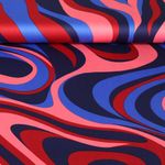 Raso di cotone - onde retrò blu royal