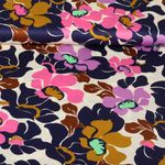 Baumwoll-Satin - Blüten Navy
